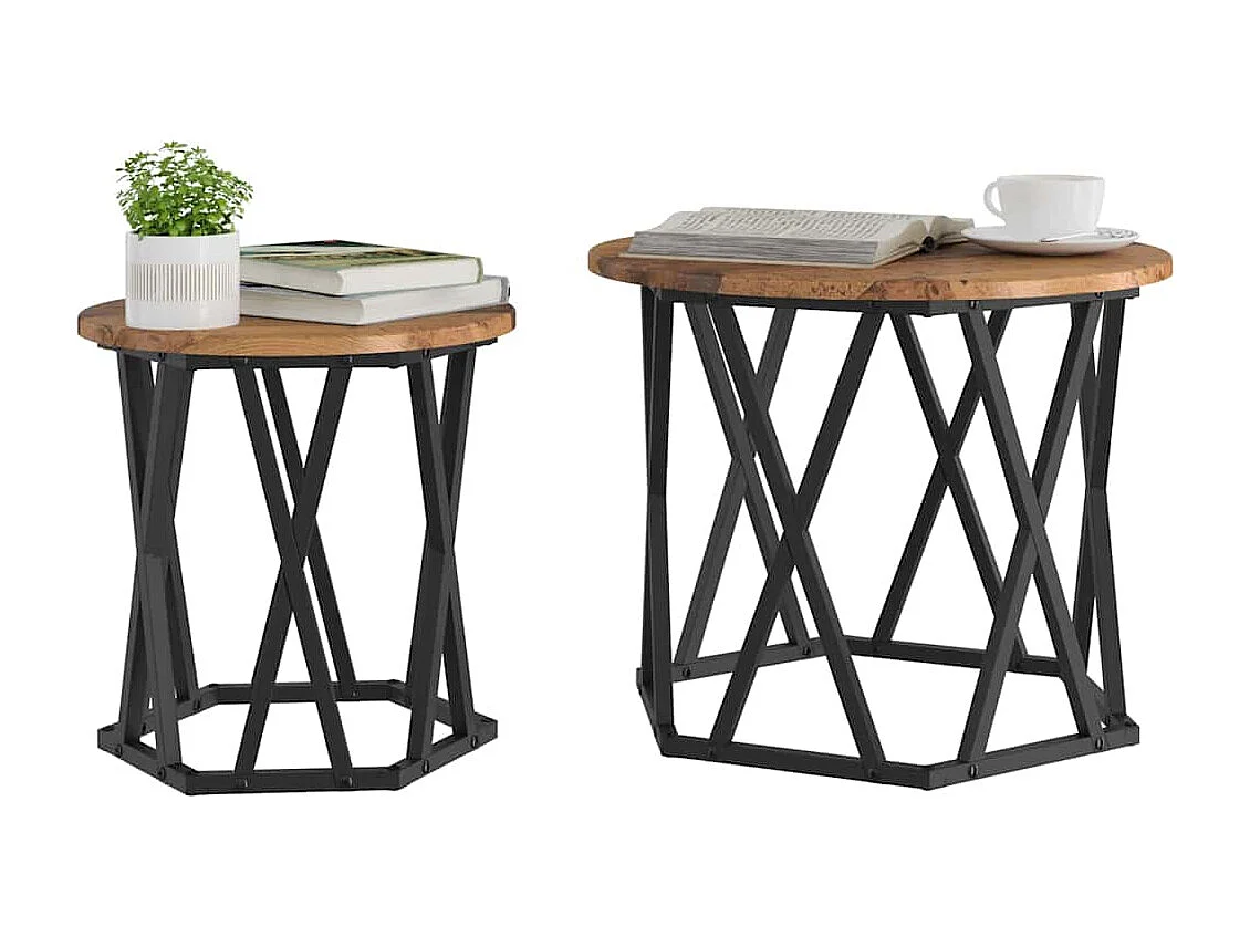 Table d'appoint 2 pcs Bois de récupération 50x50x40 cm SHL32339