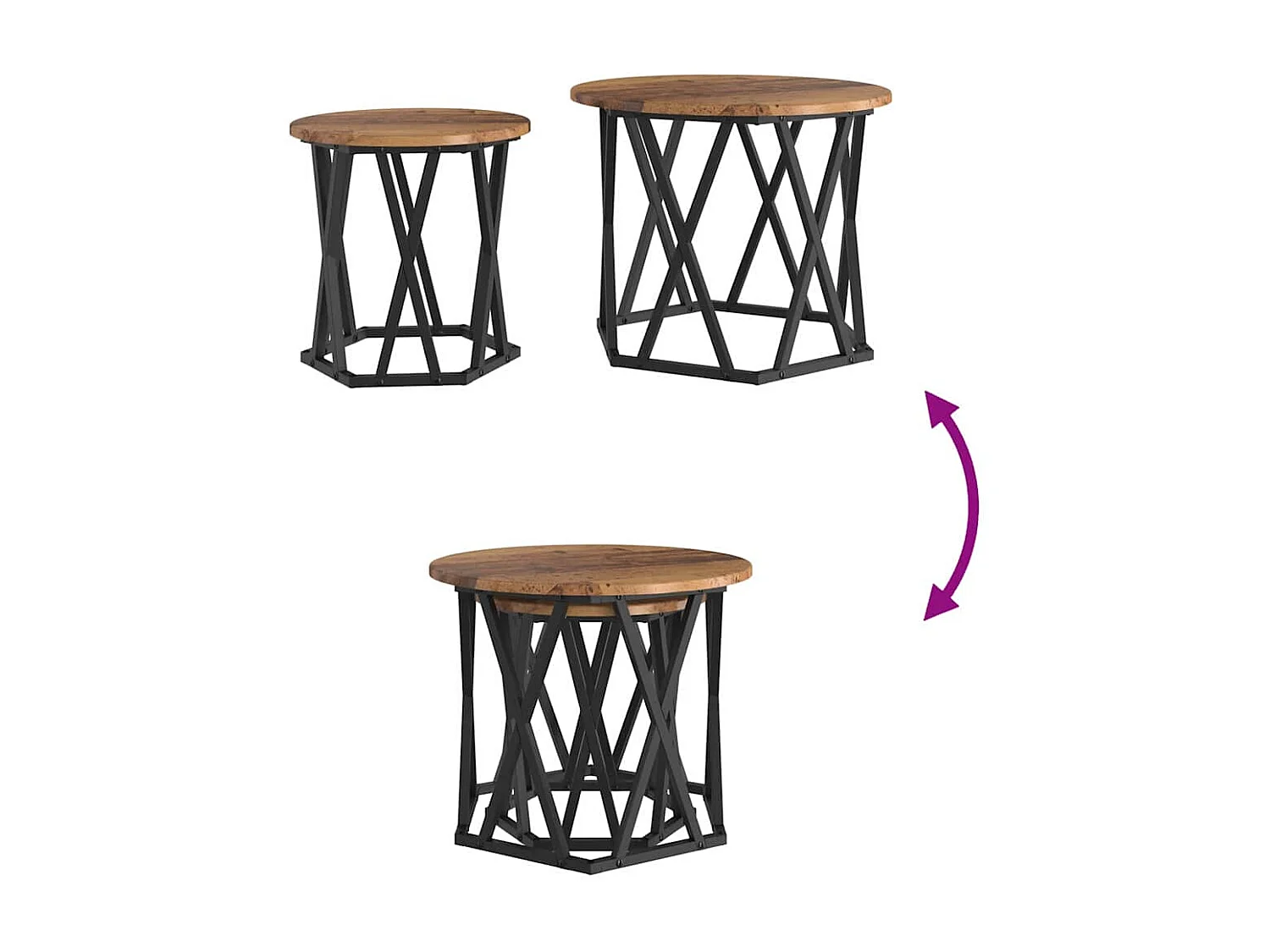Table d'appoint 2 pcs Bois de récupération 50x50x40 cm SHL32339