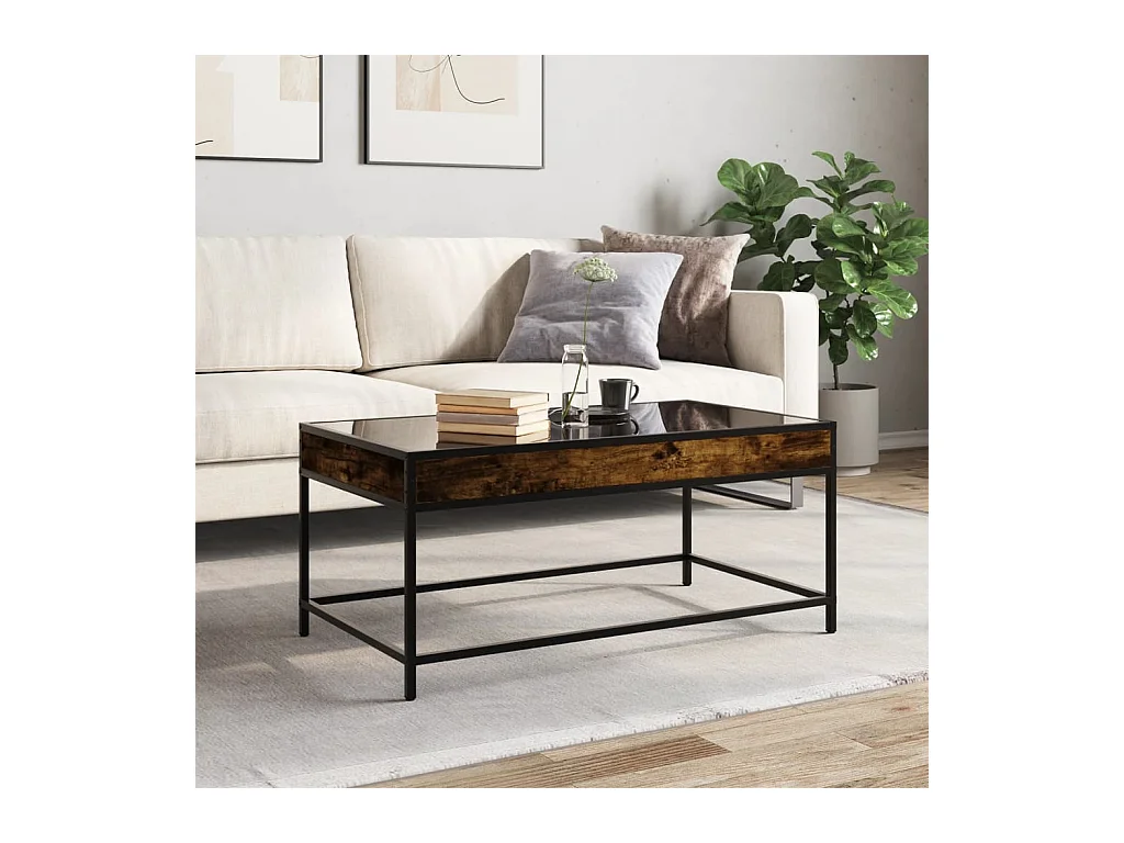 Mesa de centro-Mesa auxiliar madera de ingeniería roble ahumado 102x50x45 cm SHL164770