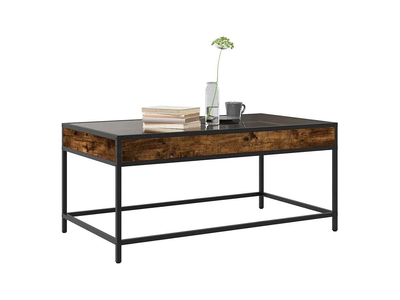 Mesa de centro-Mesa auxiliar madera de ingeniería roble ahumado 102x50x45 cm SHL164770