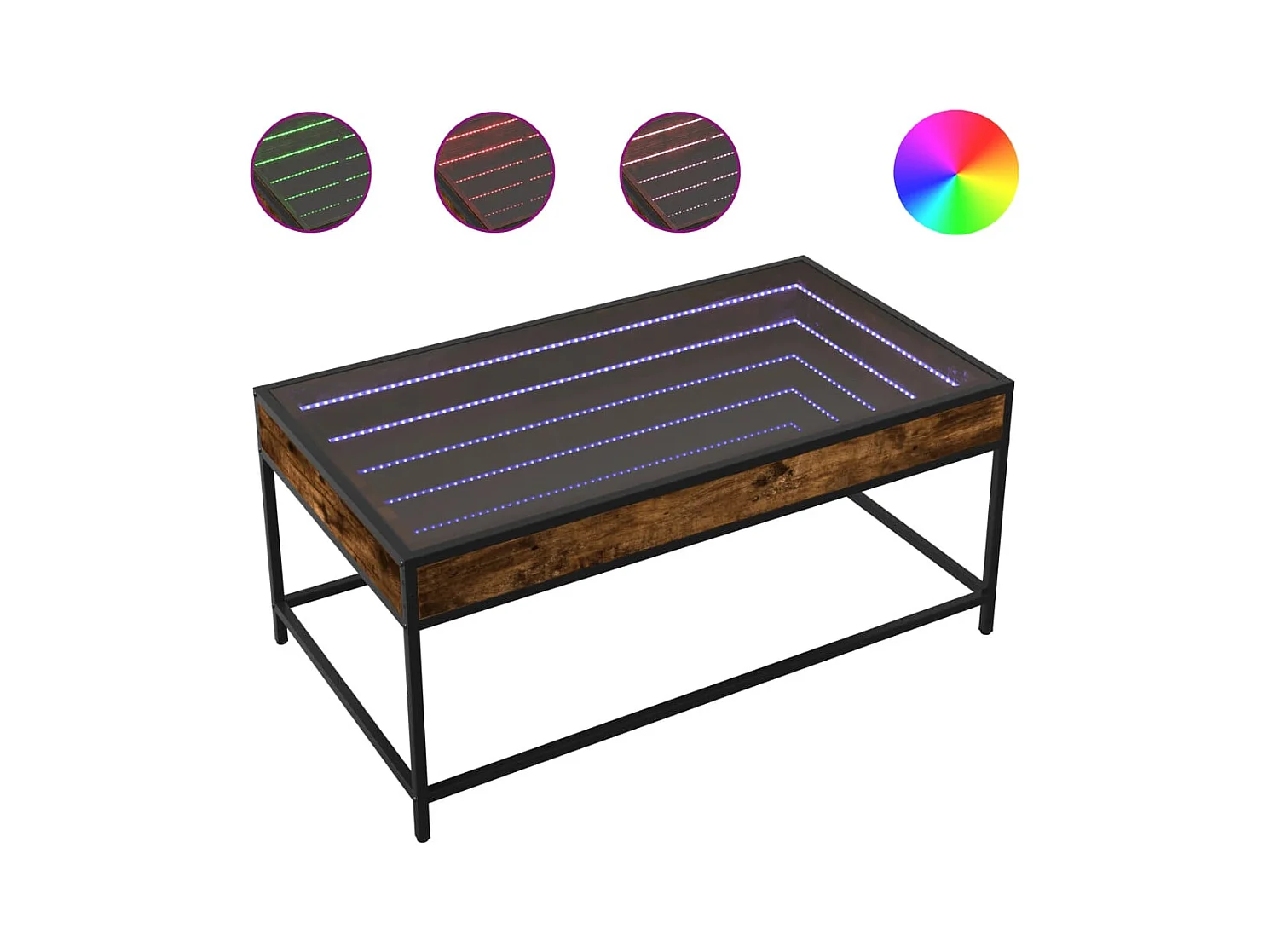 Table basse salon-Table d'appoint avec LED infini chêne fumé 90x50x41 cm SHL62190