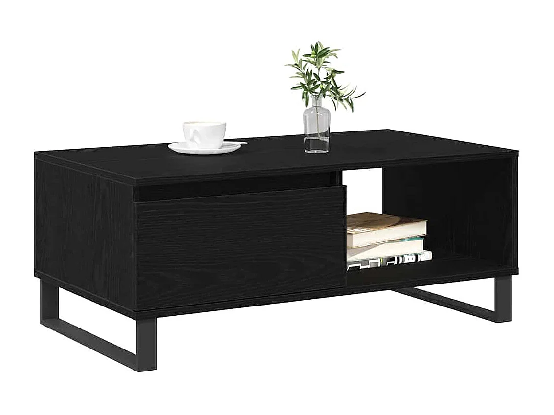 Mesa de centro | Mesa de apoio Mesa de Café with Drawer Carvalho preto 90x50x36.5 cm