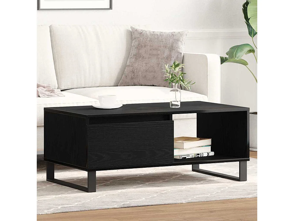 Mesa de centro | Mesa de apoio Mesa de Café with Drawer Carvalho preto 90x50x36.5 cm