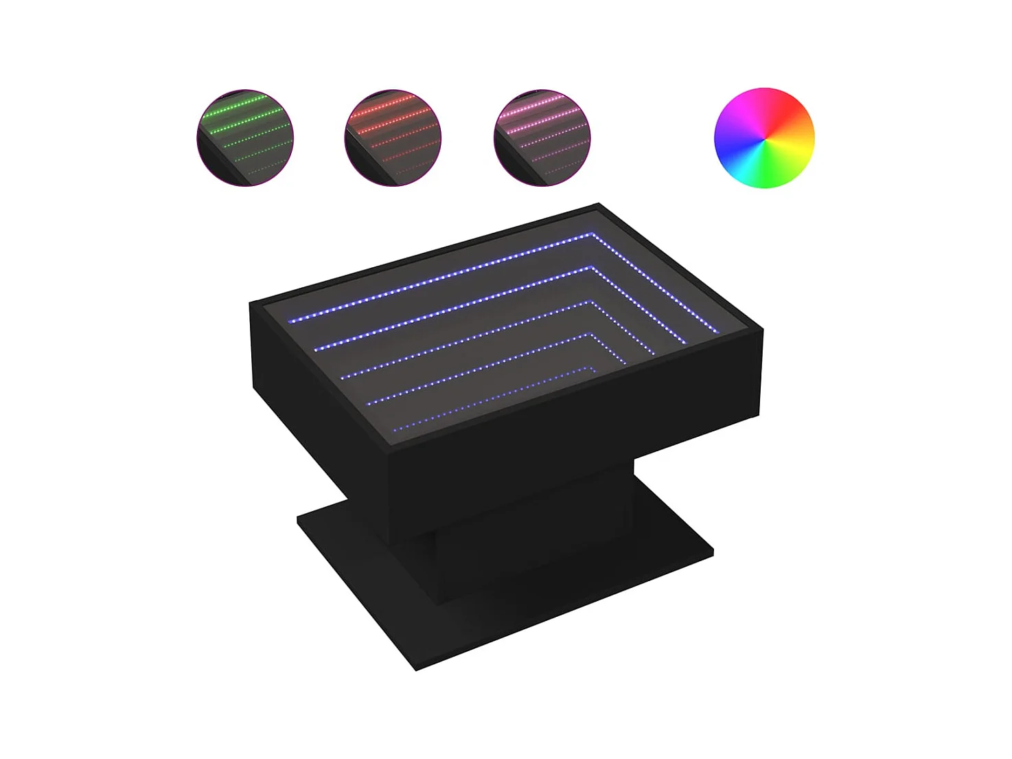 Table basse salon-Table d'appoint avec LED noir 70x50x45 cm bois d'ingénierie SHL61331