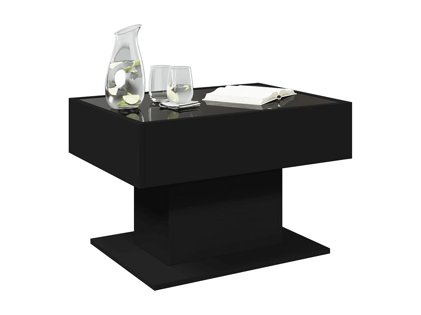 LED Couchtisch-Beistelltische-Sofatisch Schwarz 70x50x45 cm Holzwerkstoff SHL23545