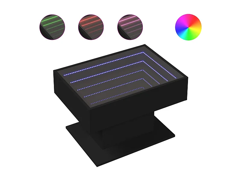 Table basse salon-Table d'appoint avec LED noir 70x50x45 cm bois d'ingénierie SHL61331