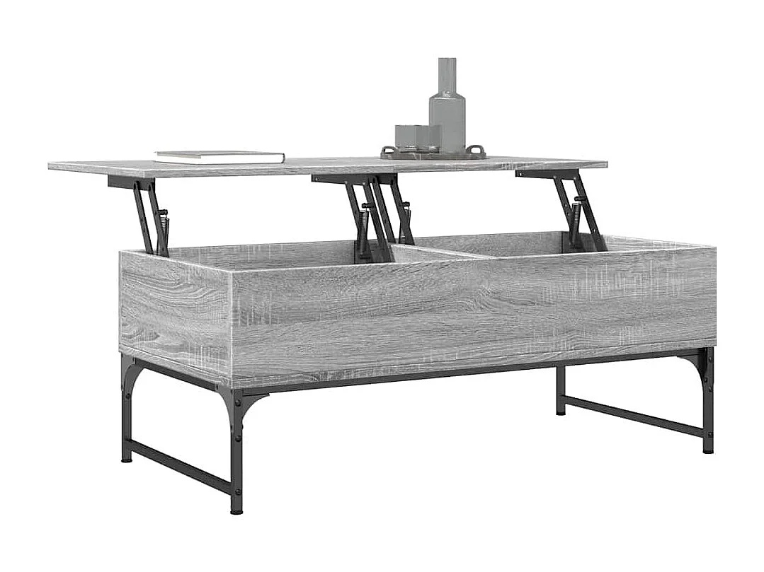 Couchtisch-Wohnzimmertisch-Beistelltische Grau Sonoma 100x50x40 cm Holzwerkstoff und Metall SHL49307