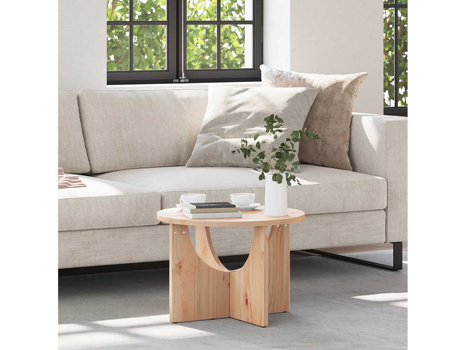 Table basse salon-Table d'appoint Naturel 50x50x35 cm Bois de pin massif SHL87920