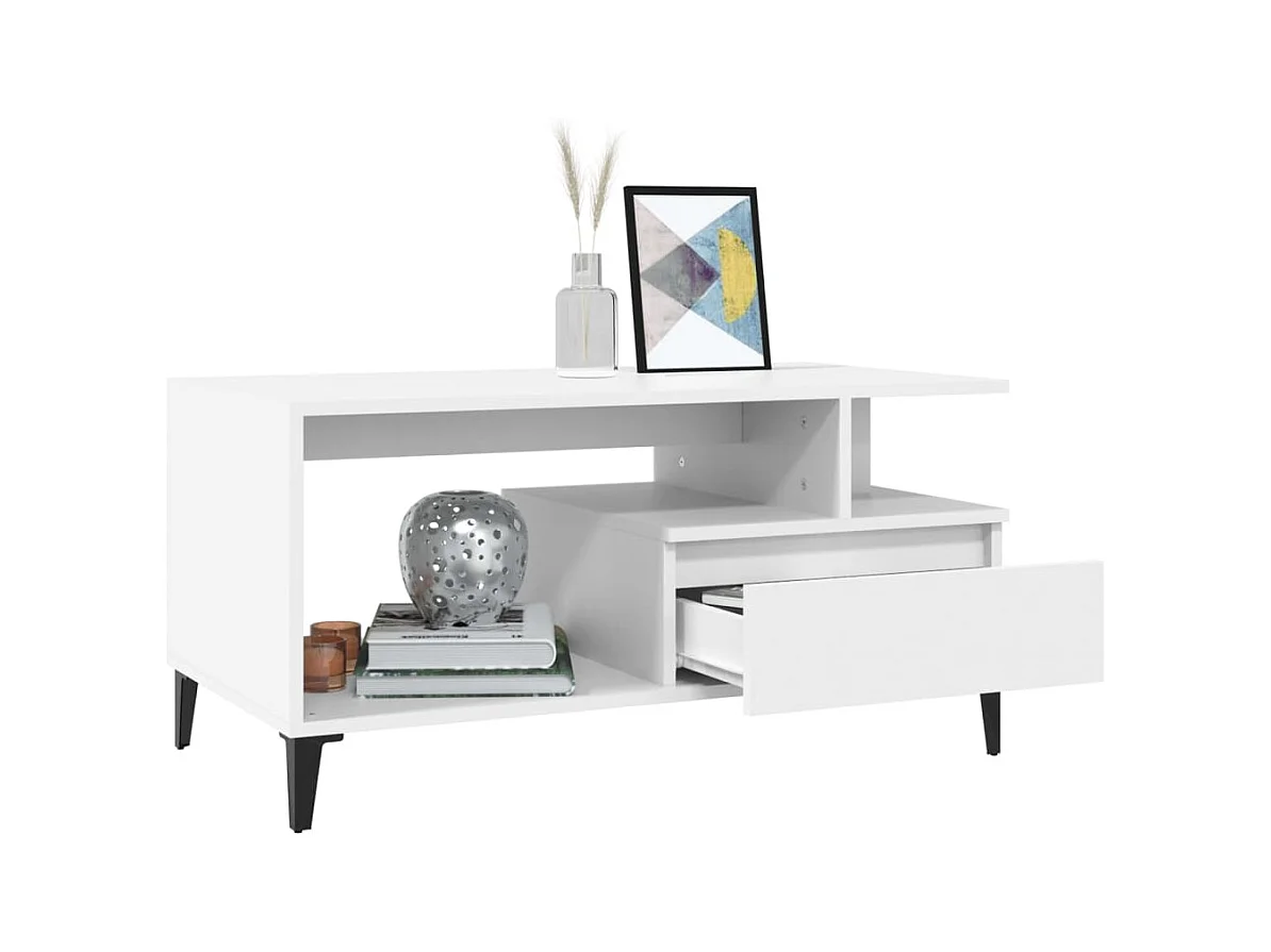 Mesa de centro | Mesa auxiliar madera contrachapada roble marrón 102x50x40 cm SHL1752