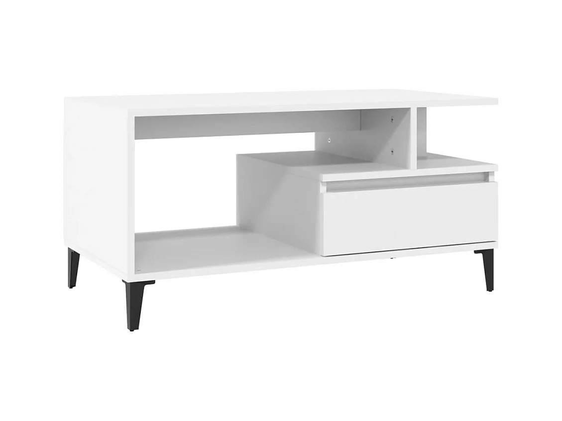 Table basse salon-Table d'appoint Blanc 90x49x45 cm Bois d'ingénierie SHL39627