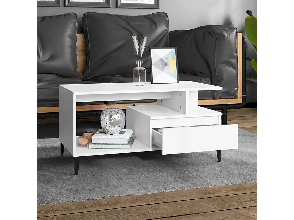 Mesa de centro | Mesa auxiliar madera contrachapada roble marrón 102x50x40 cm SHL1752