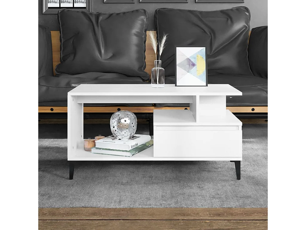 Mesa de centro | Mesa auxiliar madera contrachapada roble marrón 102x50x40 cm SHL1752