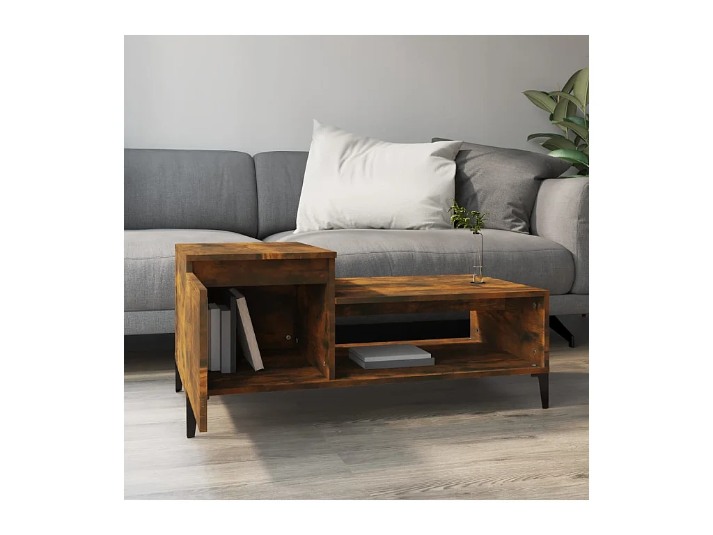 Mesa de centro | Mesa de apoio 100x50x45 cm derivados madeira carvalho fumado