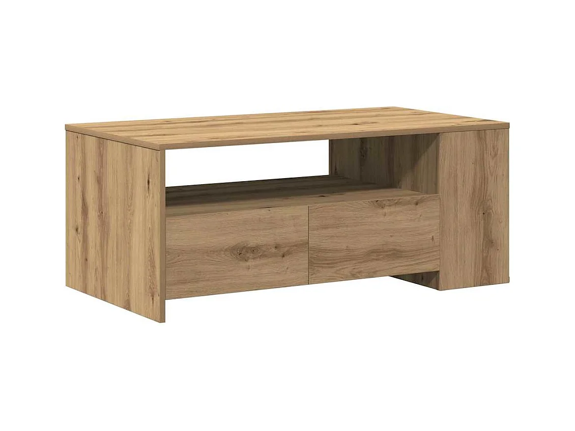 Table basse salon-Table d'appoint Chêne artisanal 102x55x43,5cm Bois d'ingénierie SHL1057