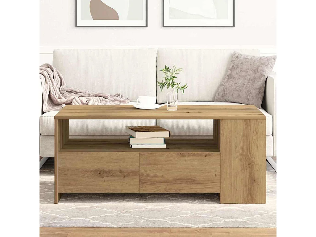 Couchtisch-Wohnzimmertisch-Beistelltische Artisan-Eiche 102x55x43,5 cm Holzwerkstoff SHL70574