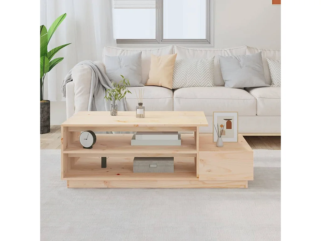 Couchtisch-Sofatisch-Beistelltische 120x50x40,5 cm Massivholz Kiefer SHL27423