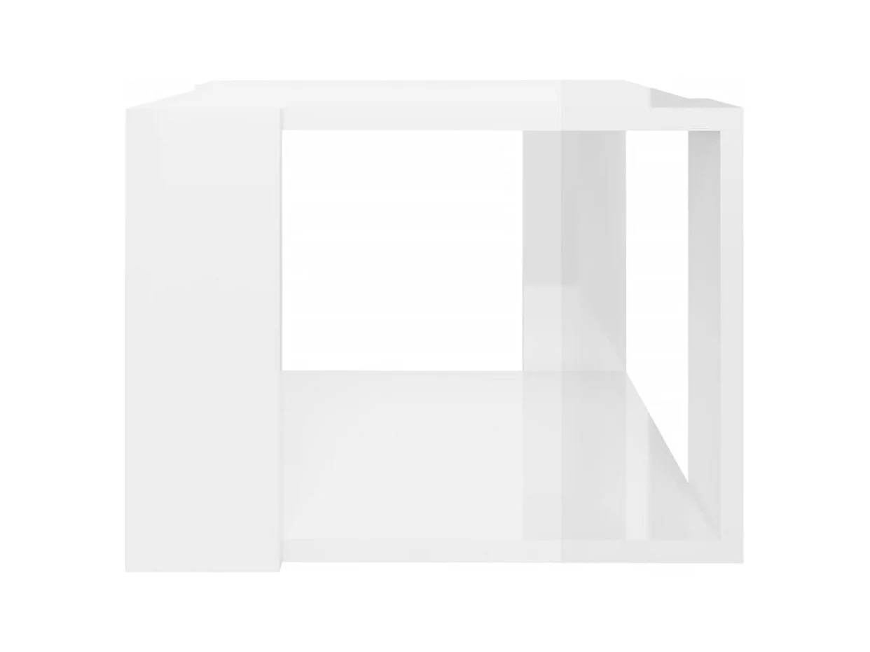 Mesa de centro | Mesa auxiliar con puertas de vidrio blanca 68,5x50x50 cm SHL4827