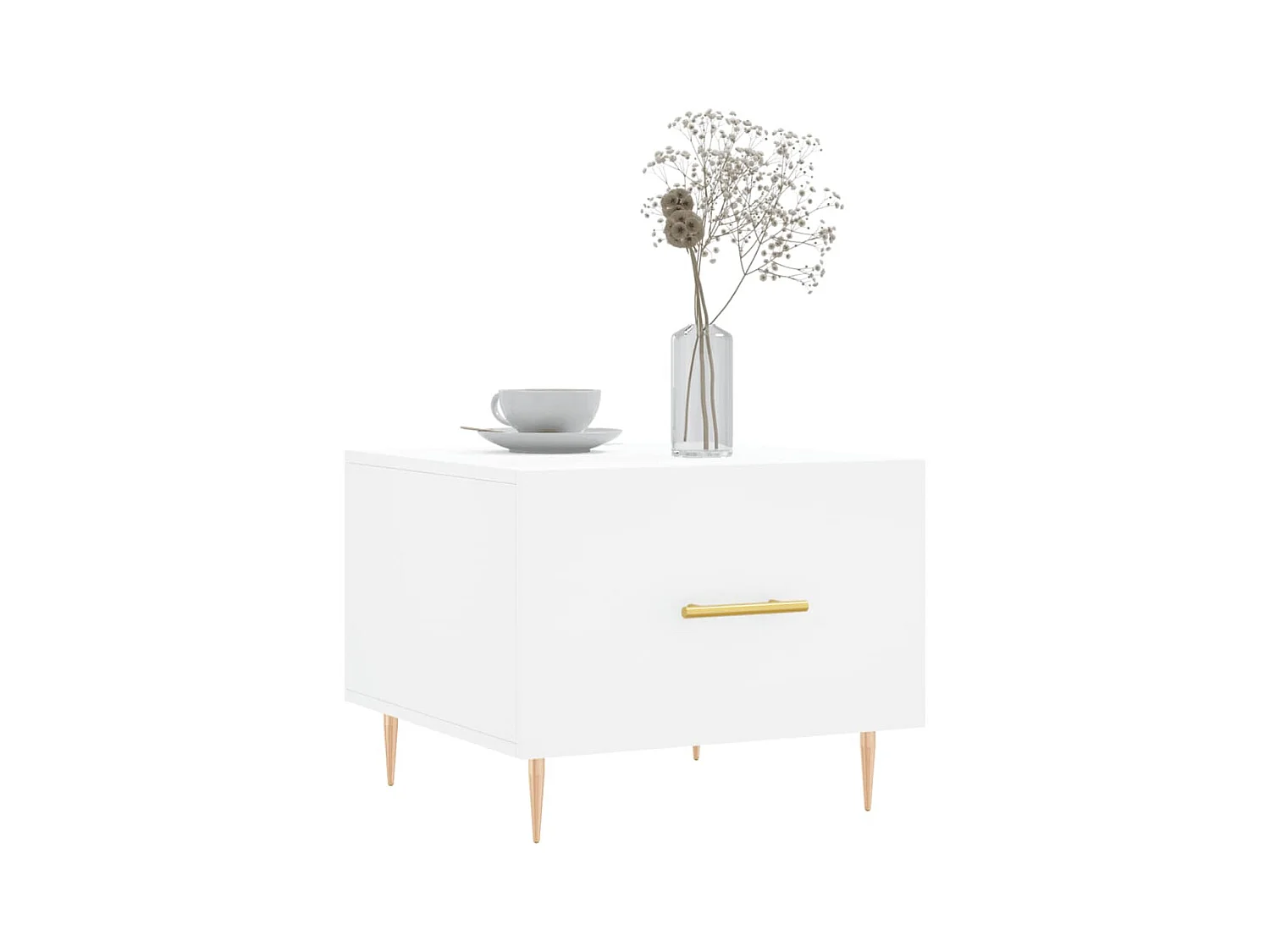 Mesa de centro | Mesa de apoio 50x50x40 cm derivados de madeira branco