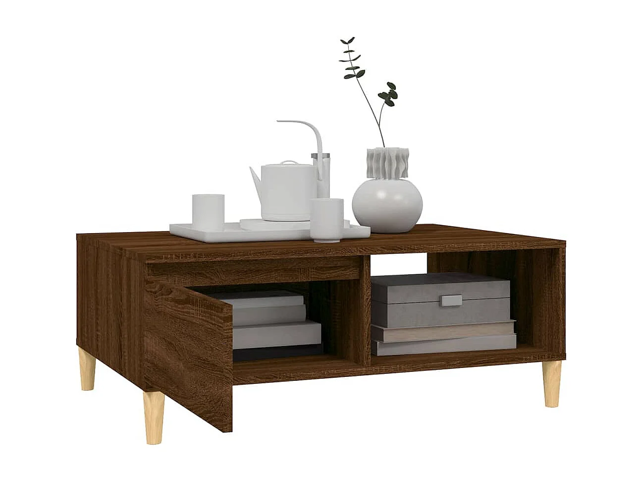 Table basse salon-Table d'appoint chêne marron 90x60x35 cm bois d'ingénierie SHL61800