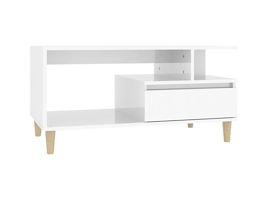 Table basse salon-Table d'appoint Blanc brillant 90x49x45 cm Bois d'ingénierie SHL85307