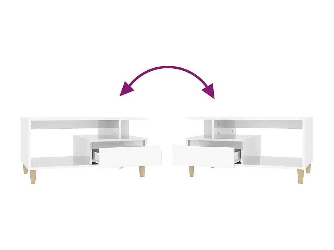 Couchtisch-Wohnzimmertisch-Beistelltische Hochglanz-Weiß 90x49x45 cm Holzwerkstoff SHL64999