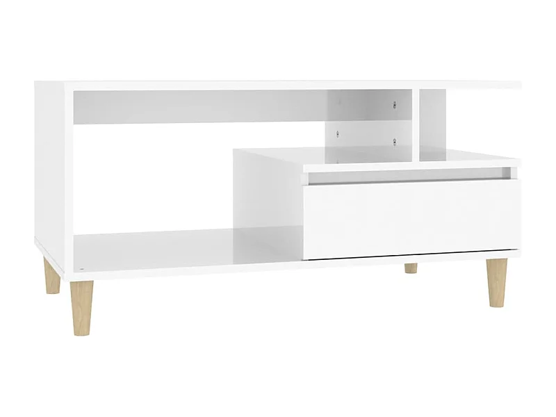 Table basse salon-Table d'appoint Blanc brillant 90x49x45 cm Bois d'ingénierie SHL85307