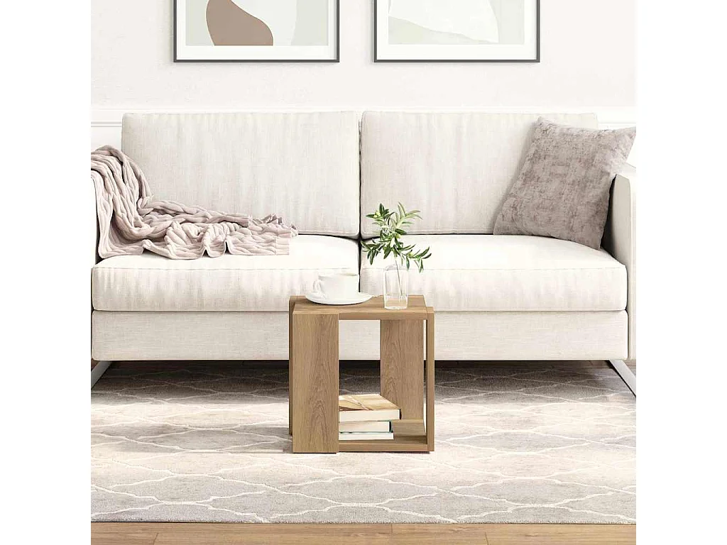 Table basse salon-Table d'appoint Chêne artisan Bois massif 32x32x30 cm Durable SHL14019