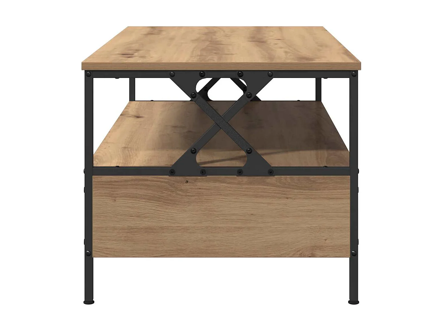Salontafel | Bijzettafel | Koffietafel with Drawer artisanaal eikenkleurig 100 x 51 x 45 cm