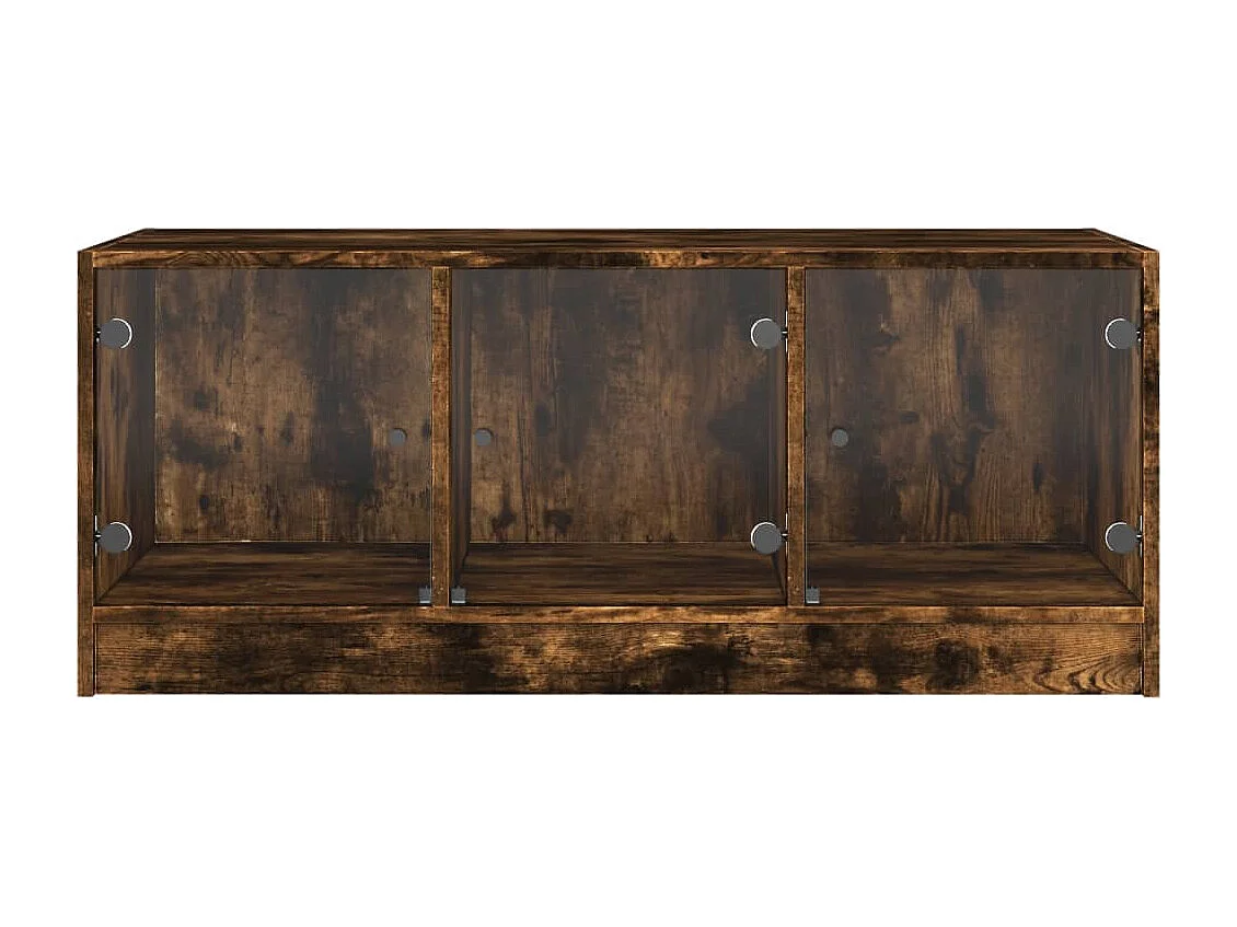 Table basse salon-Table à thé avec rangement-portes en verre-chêne fumé 102x50x42 cm SHL37483