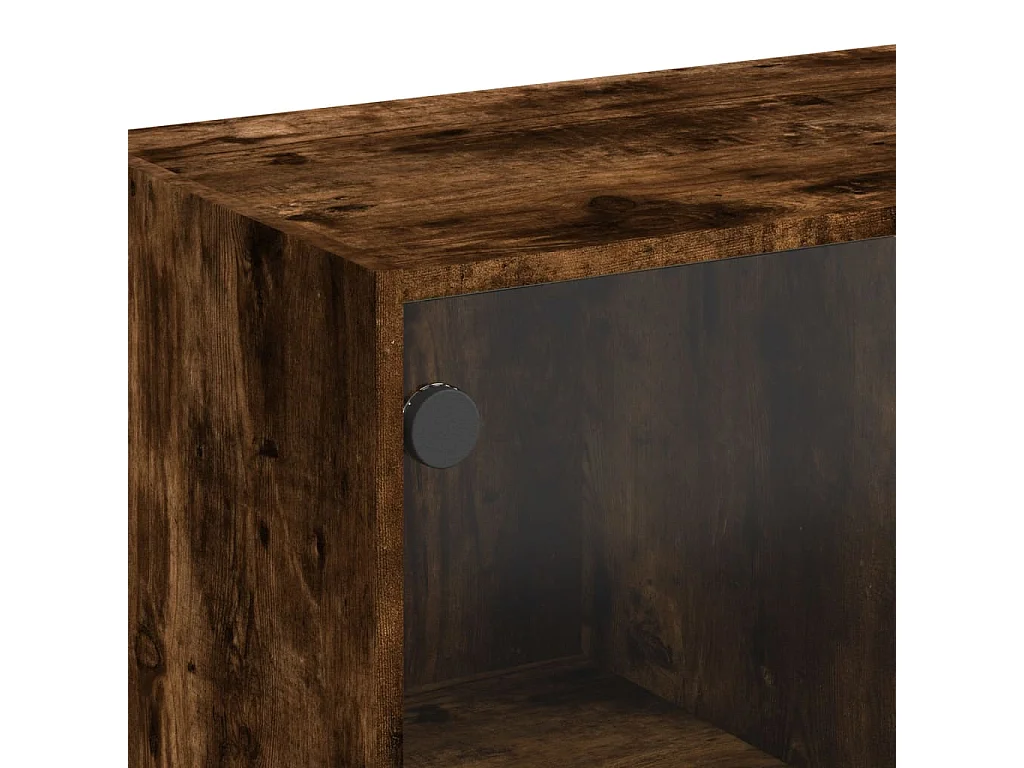 Table basse salon-Table à thé avec rangement-portes en verre-chêne fumé 102x50x42 cm SHL37483