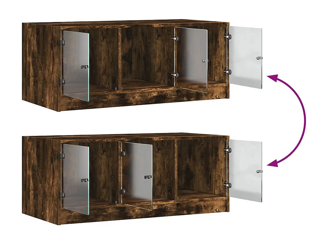 Couchtisch-Wohnzimmertisch-Beistelltische mit Glastüren Räuchereiche 102x50x42 cm SHL50411