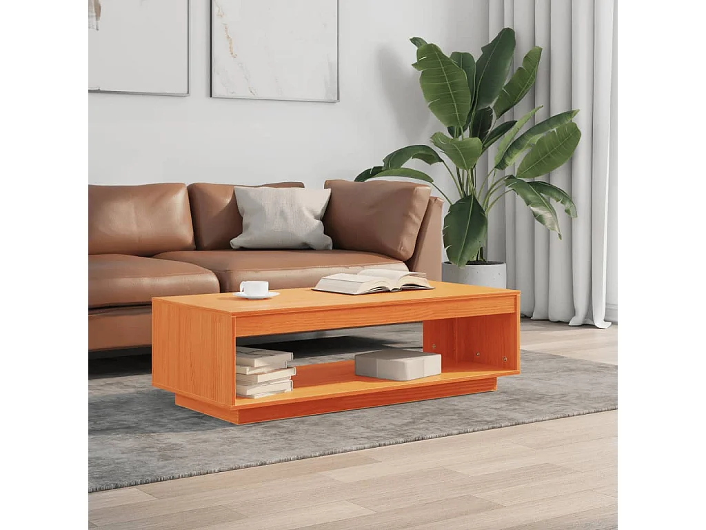 Couchtisch-Wohnzimmertisch-Beistelltische Wachsbraun 110x50x33,5 cm Massivholz Kiefer SHL54797