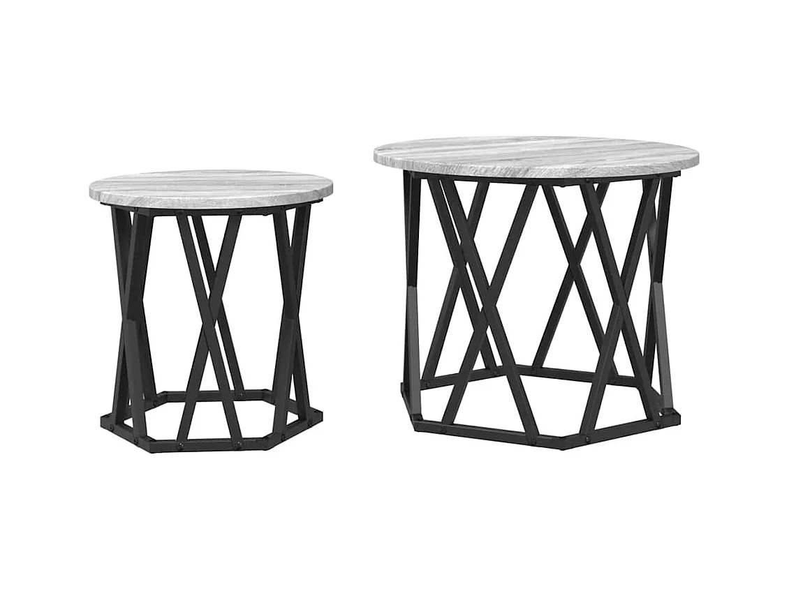 Tables d'appoint empilables 2 pcs Gris Sonoma en bois reconstitué SHL8393