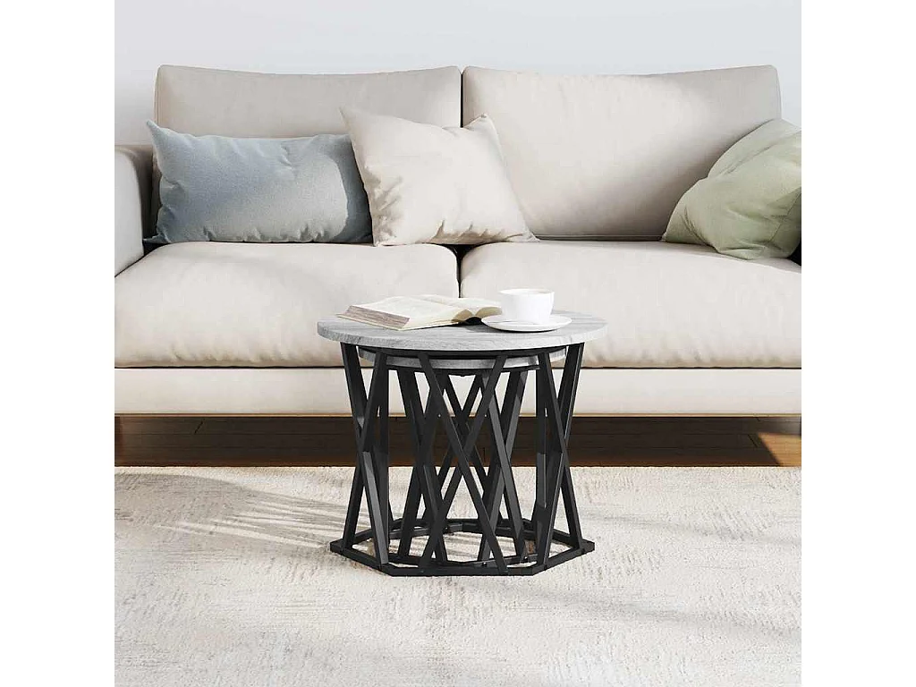 Mesa de centro-Mesa auxiliar-Mesita de centro madera de ingeniería negra 80x50,5x41,5 cm SHL2677