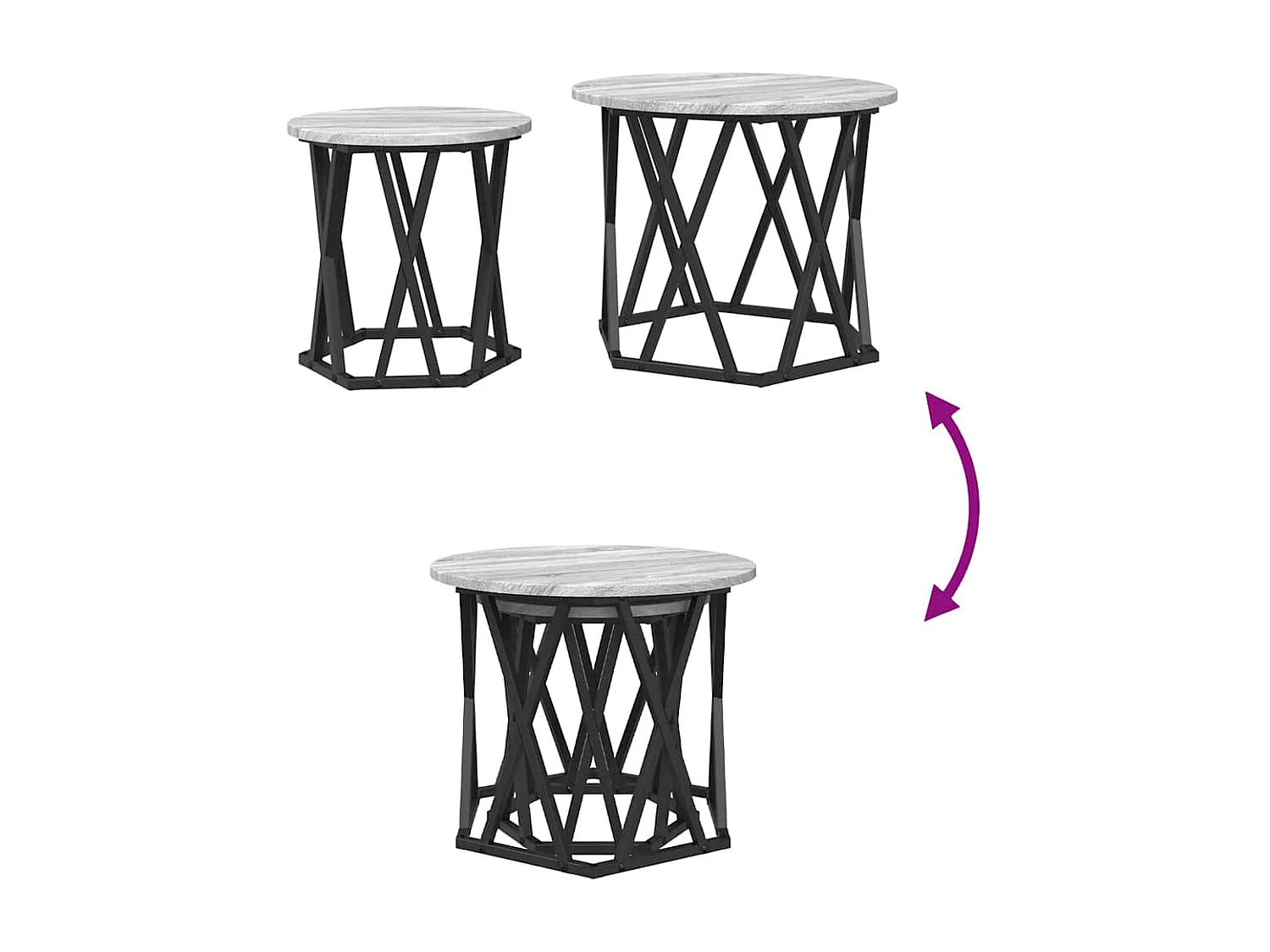 Salontafel - Bijzettafel - Koffietafel 2 pcs Grijs sonoma 50 x 50 x 40 cm