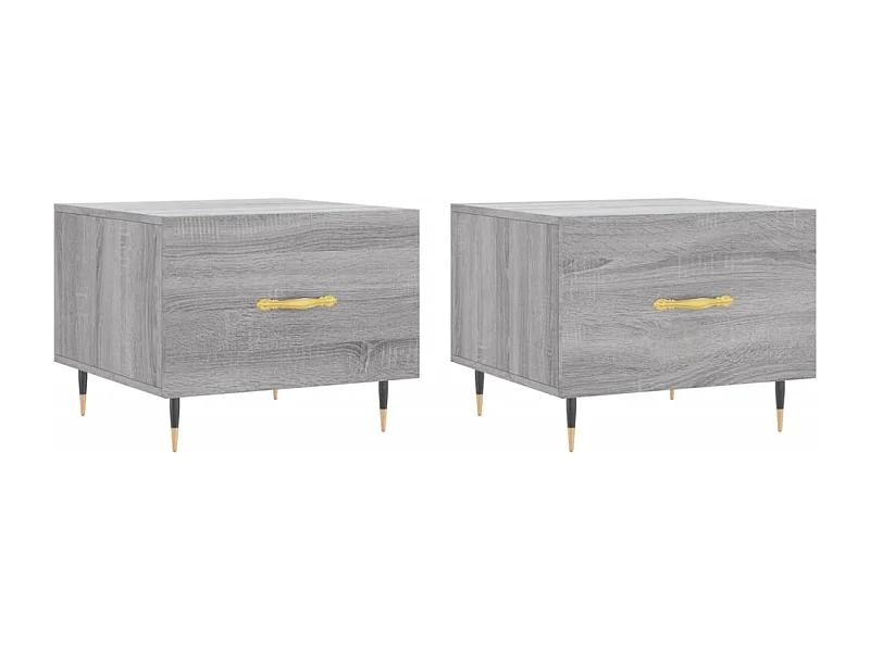 Salontafel Set van 2 | Bijzettafel | Koffietafel 2 st 50x50x40 cm bewerkt hout grijs sonoma eiken