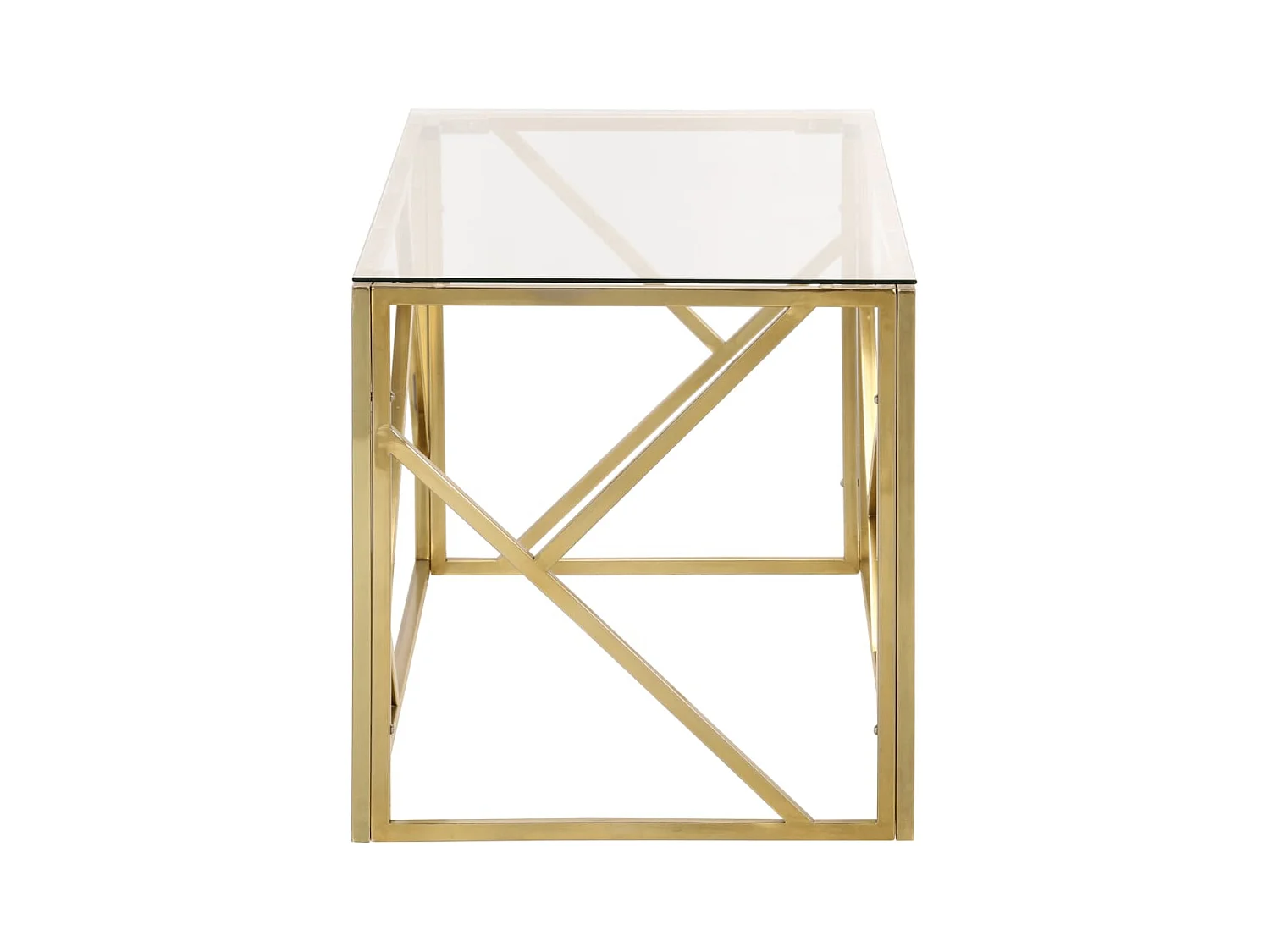 Table basse salon-Table d'appoint doré acier inoxydable et verre trempé SHL62878