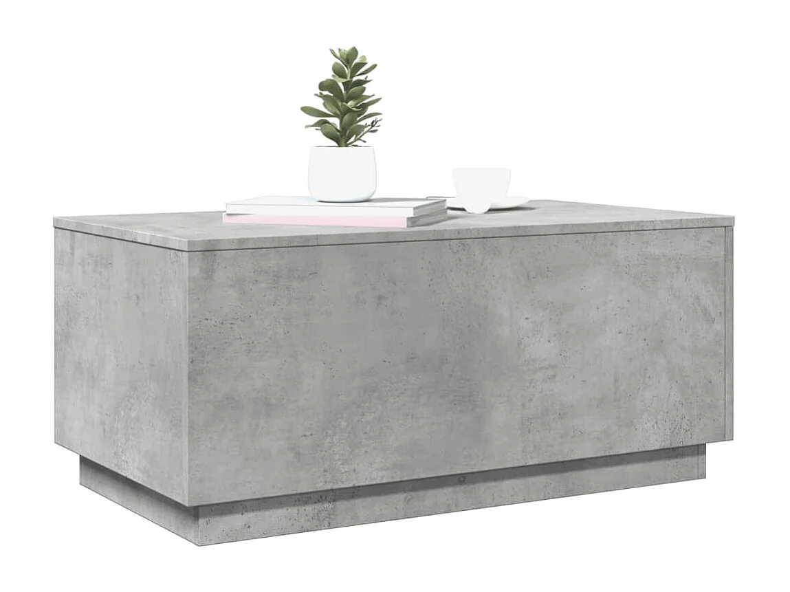 Couchtisch mit LED-Leuchten-Beistelltische-Sofatisch Betongrau 90x50x40 cm SHL38097