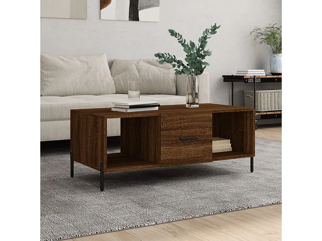 Couchtisch-Wohnzimmertisch-Beistelltische Braun Eichen-Optik 102x50x40 cm Holzwerkstoff SHL4803