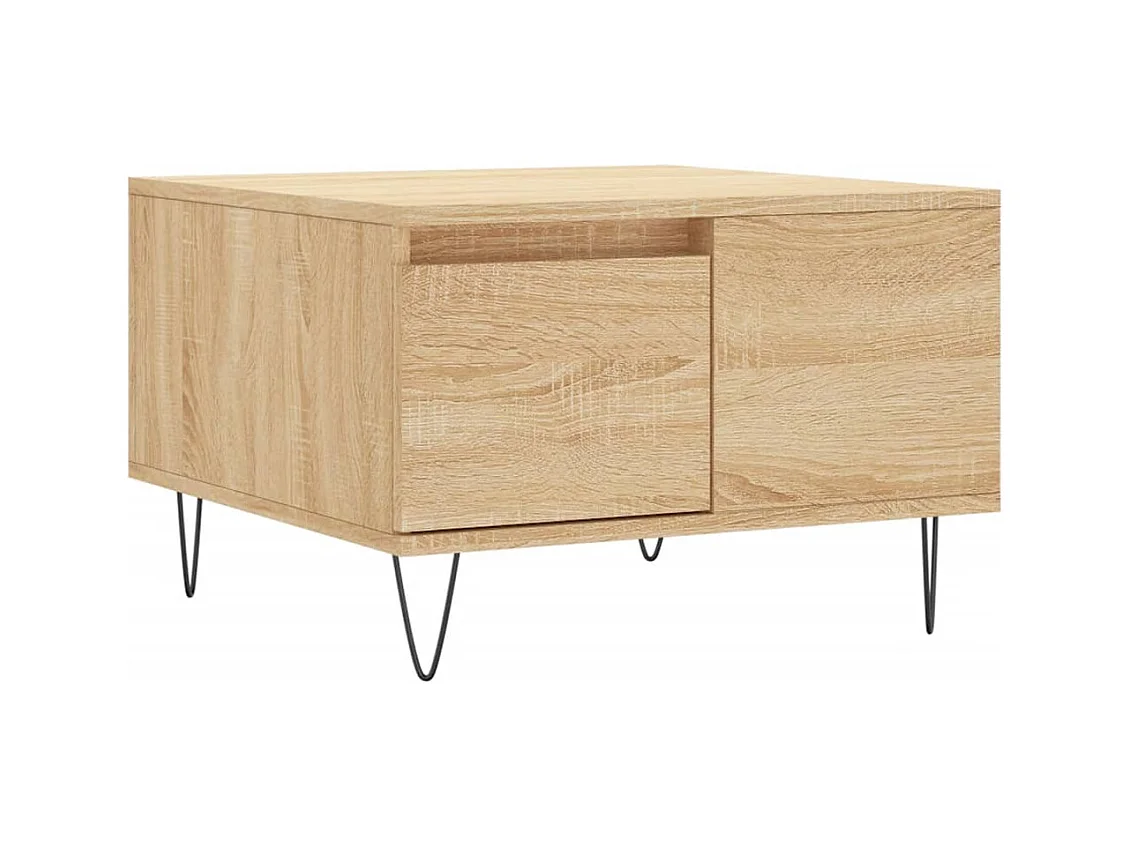 Mesa de centro | Mesa auxiliar madera ingeniería metal roble Sonoma 100x50x45cm SHL4334