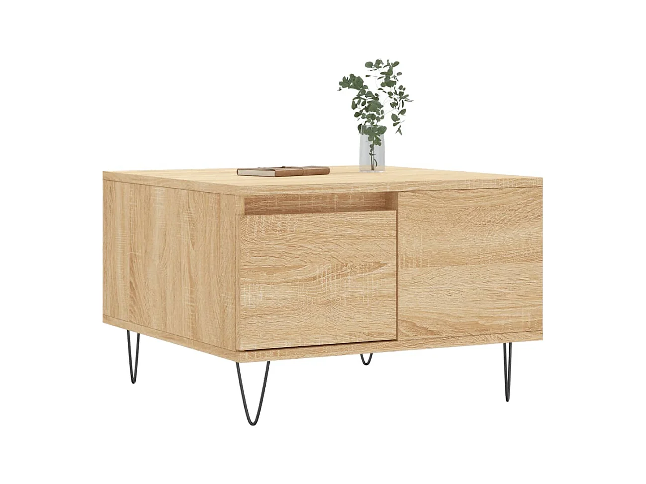 Mesa de centro | Mesa auxiliar madera ingeniería metal roble Sonoma 100x50x45cm SHL4334