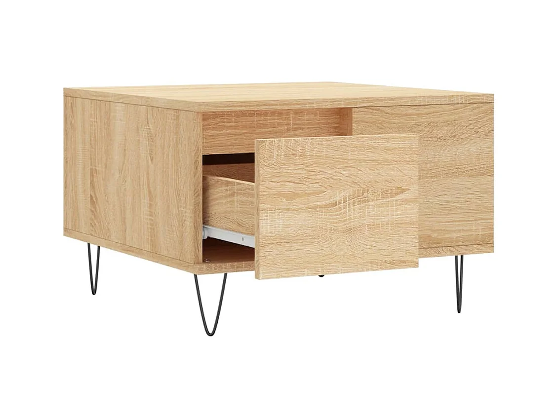 Mesa de centro | Mesa auxiliar madera ingeniería metal roble Sonoma 100x50x45cm SHL4334