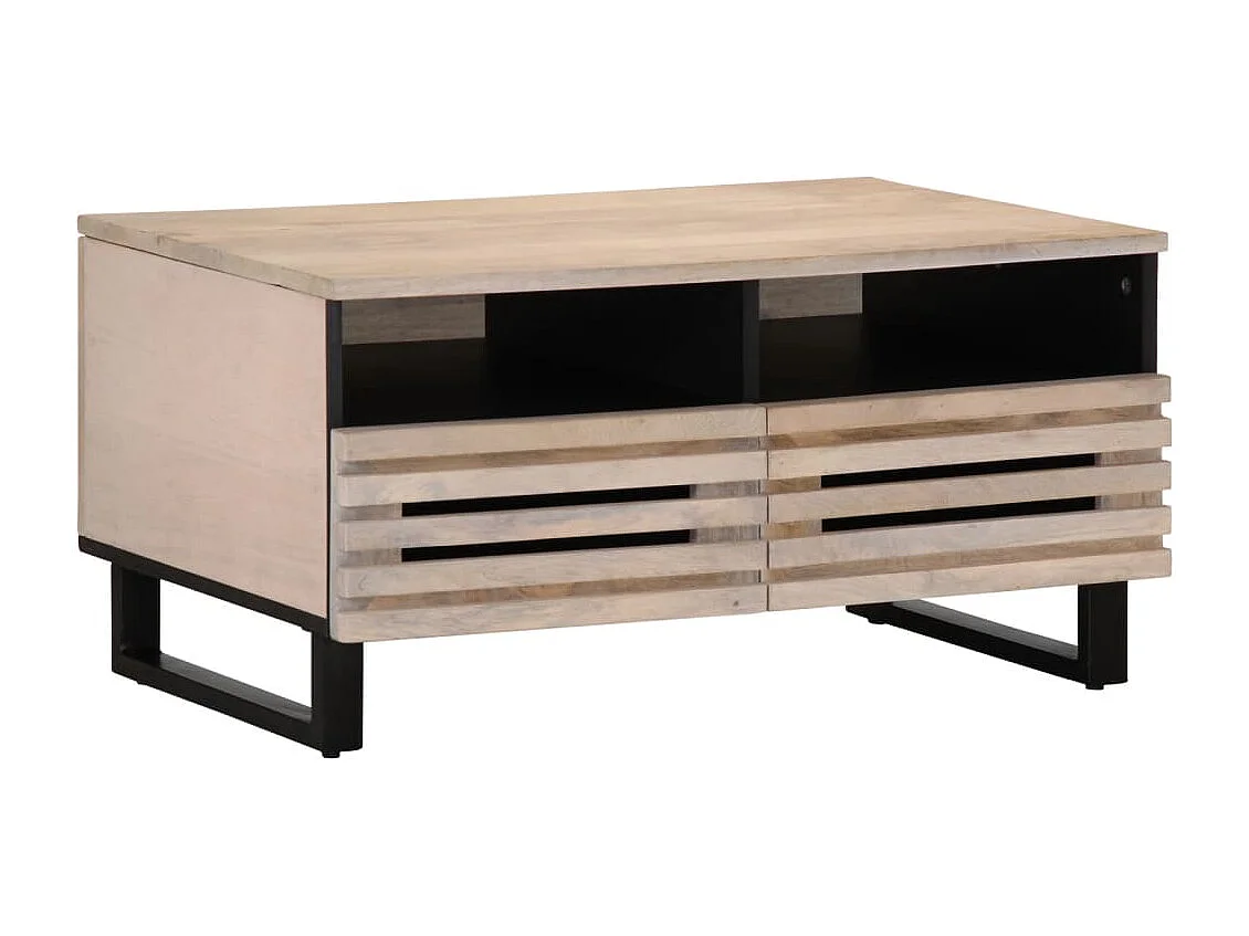 Mesa de centro | Mesa auxiliar con luces LED madera ingeniería blanca SHL3705