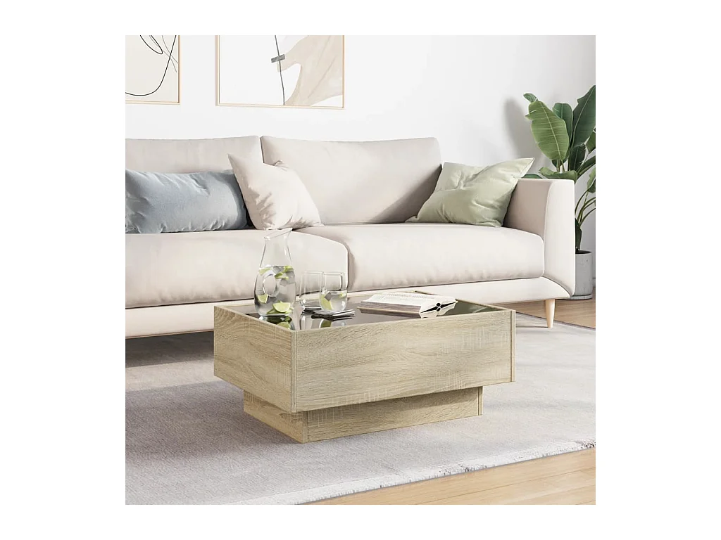 Mesa de centro-Mesa auxiliar madera contrachapada gris hormigón 90x45x35 cm SHL2867