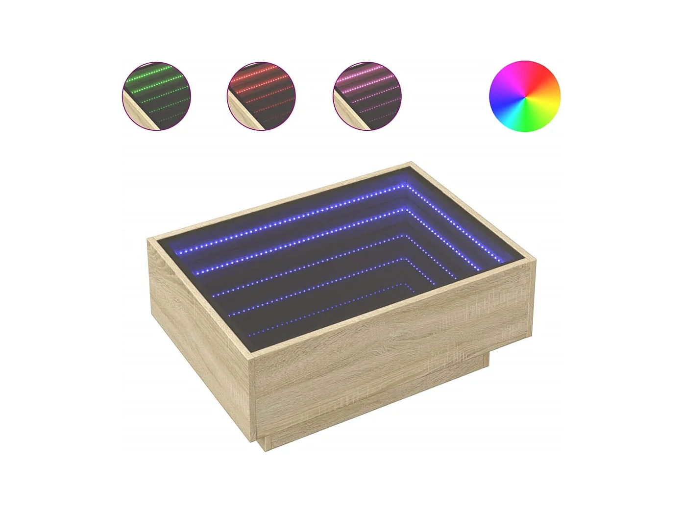 Table basse salon-Table d'appoint avec LED chêne sonoma 70x50x30 cm bois d'ingénierie SHL32876