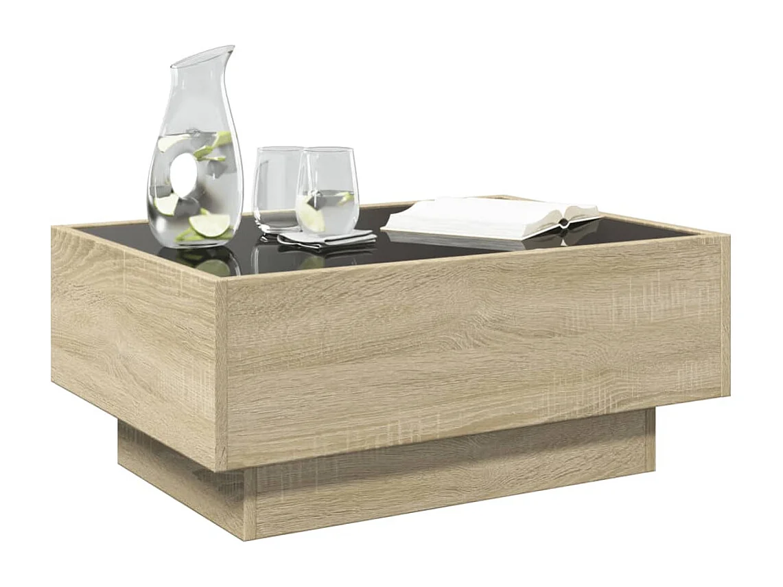 LED Couchtisch-Beistelltische-Sofatisch Sonoma Eiche 70x50x30 cm Holzwerkstoff SHL42469