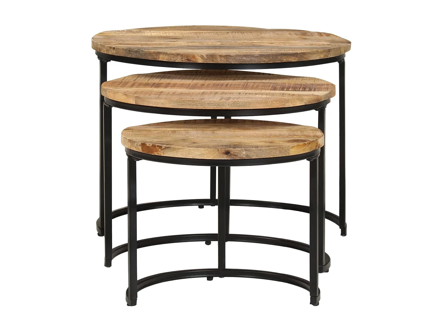 Couchtisch 3er Set-Satztische-Sofatisch Rohes Mangoholz SHL60309