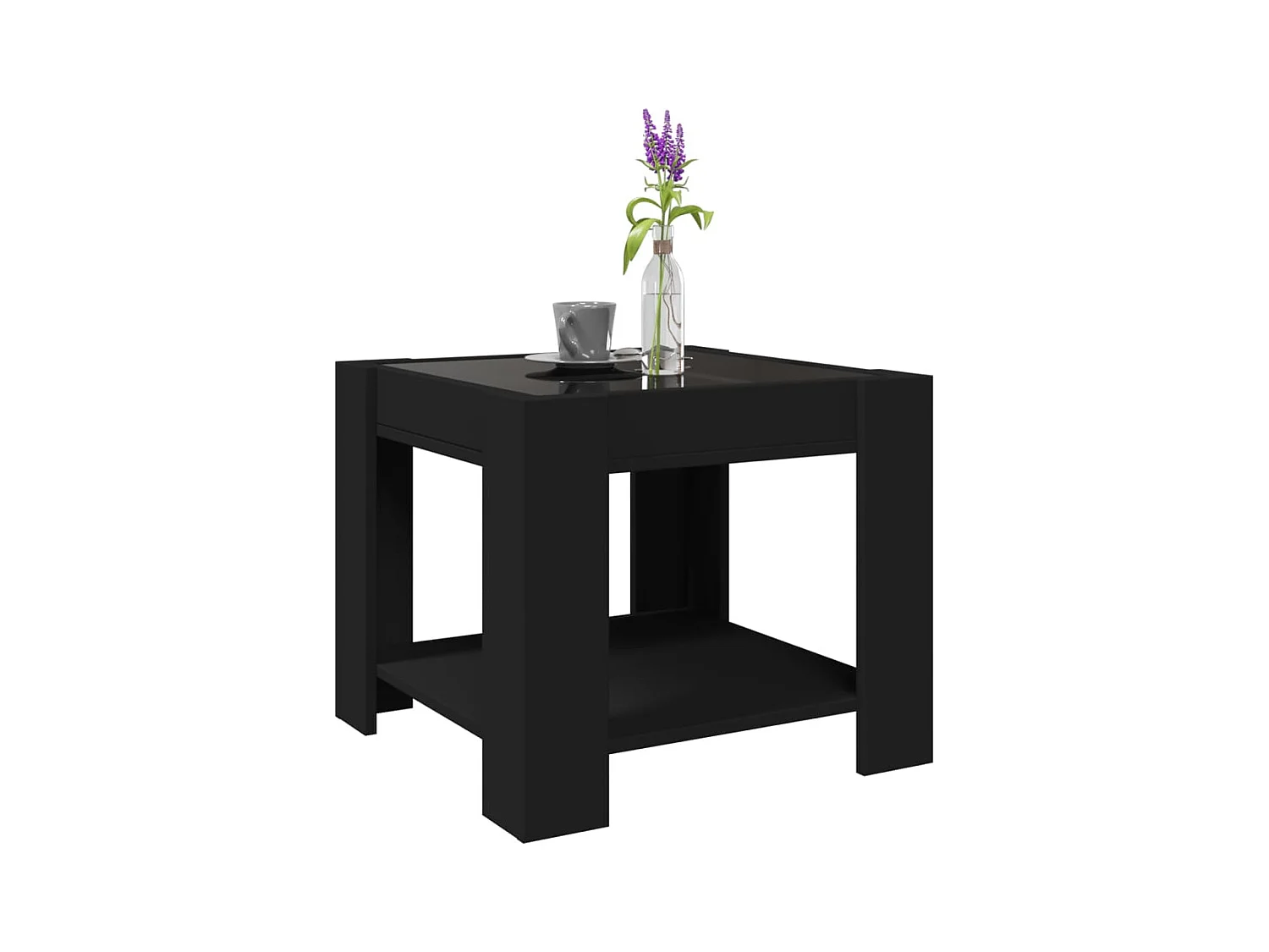 Mesa de centro-Mesa auxiliar madera contrachapada negro 80x50x40 cm SHL68624