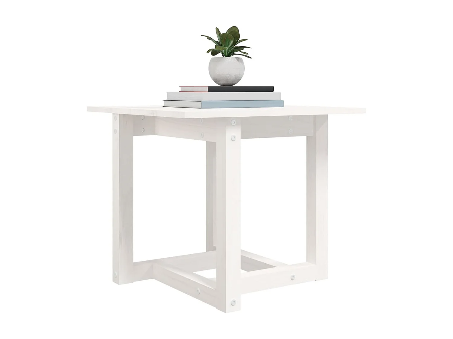 Couchtisch-Wohnzimmertisch-Beistelltische Weiß 50x50x45 cm Massivholz Kiefer SHL82670