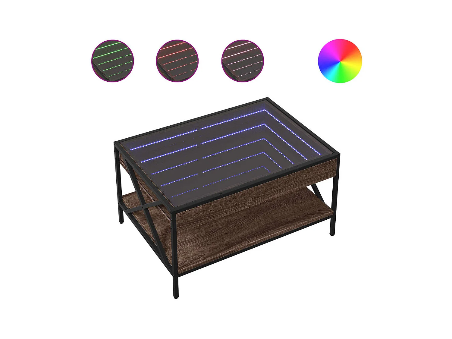 Table basse salon-Table d'appoint avec LED infini chêne marron 70x50x38 cm SHL43513